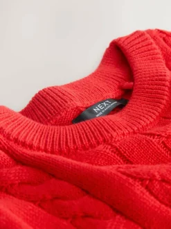 Next Red Cable Knit Crew Neck Jumper (3-16yrs) Sale