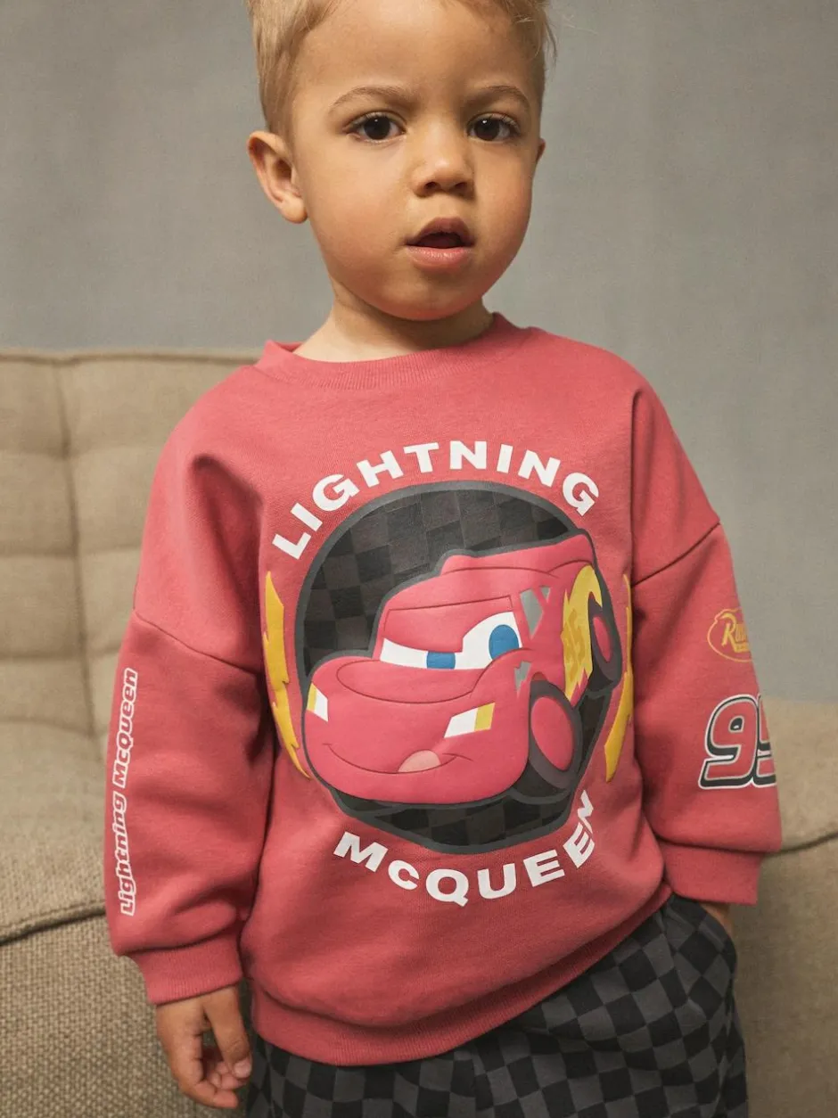 Next Red Charcoal Cars Crew Sweatshirt and Joggers Set (9mths-8yrs) Clearance