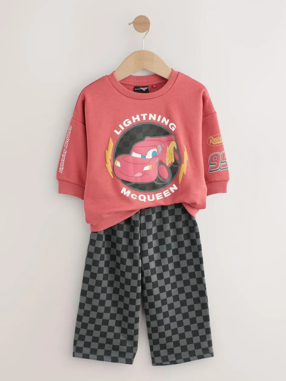 Next Red Charcoal Cars Crew Sweatshirt and Joggers Set (9mths-8yrs) Clearance