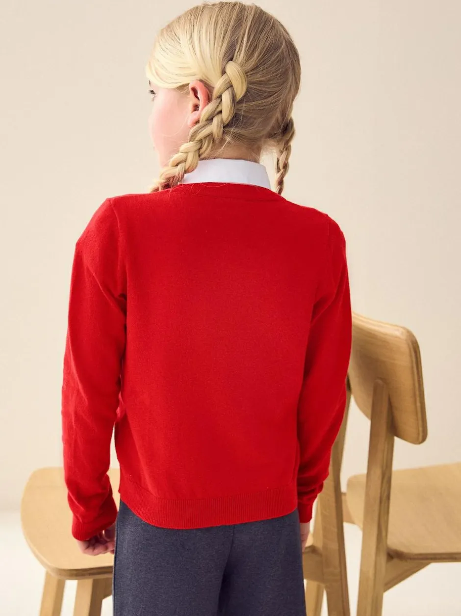 Next Cotton Rich Bow Pocket School Cardigan (3-16yrs) Red Outlet
