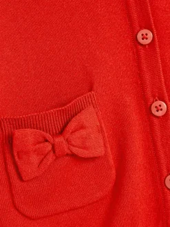 Next Cotton Rich Bow Pocket School Cardigan (3-16yrs) Red Outlet