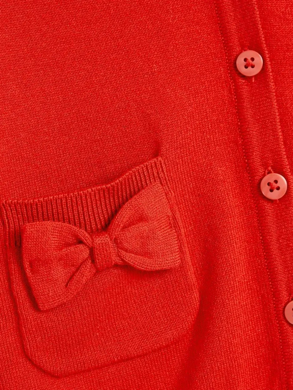 Next Cotton Rich Bow Pocket School Cardigan (3-16yrs) Red Outlet