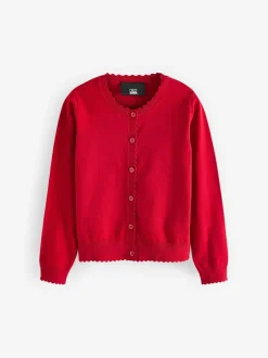 Next Cotton Rich Scalloped Edge School Cardigan (3-16yrs) Red New
