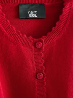Next Cotton Rich Scalloped Edge School Cardigan (3-16yrs) Red New