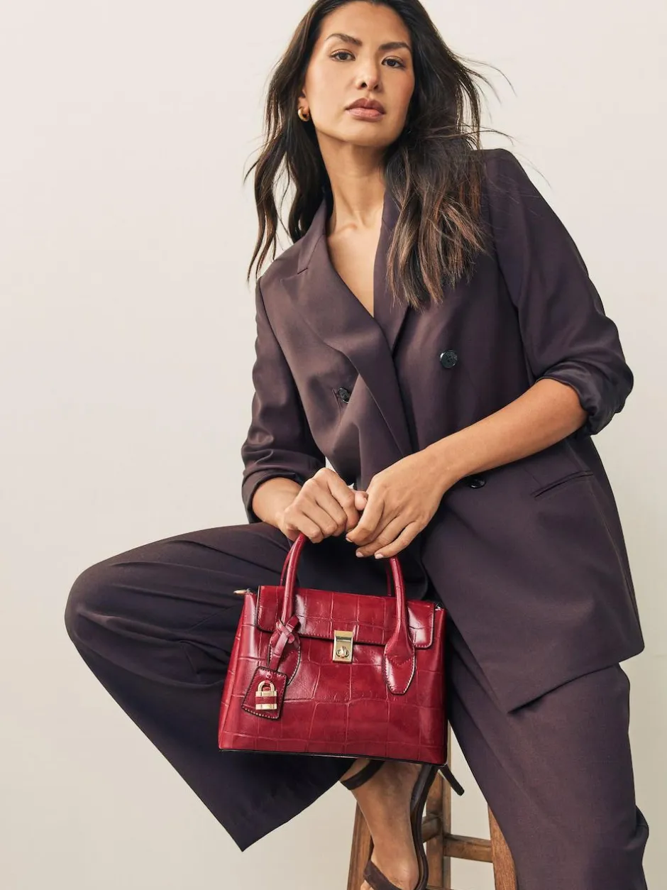 Next Croc Effect Hand Held Bag Red Online