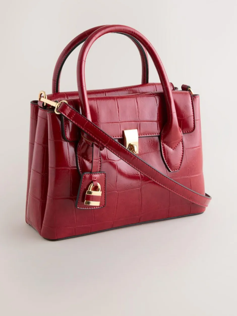 Next Croc Effect Hand Held Bag Red Online