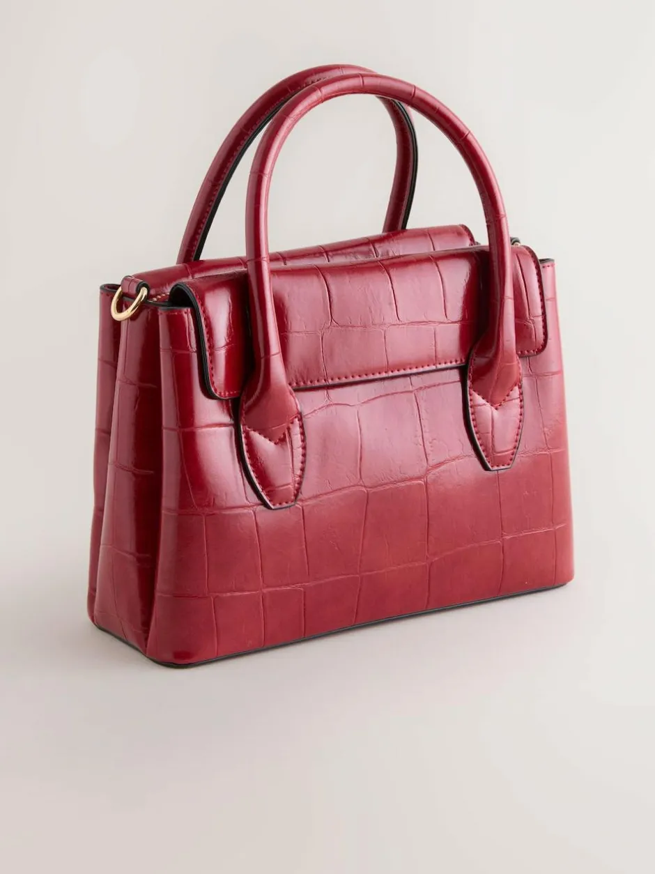 Next Croc Effect Hand Held Bag Red Online