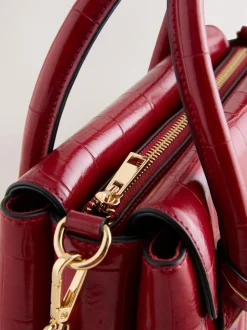 Next Croc Effect Hand Held Bag Red Online