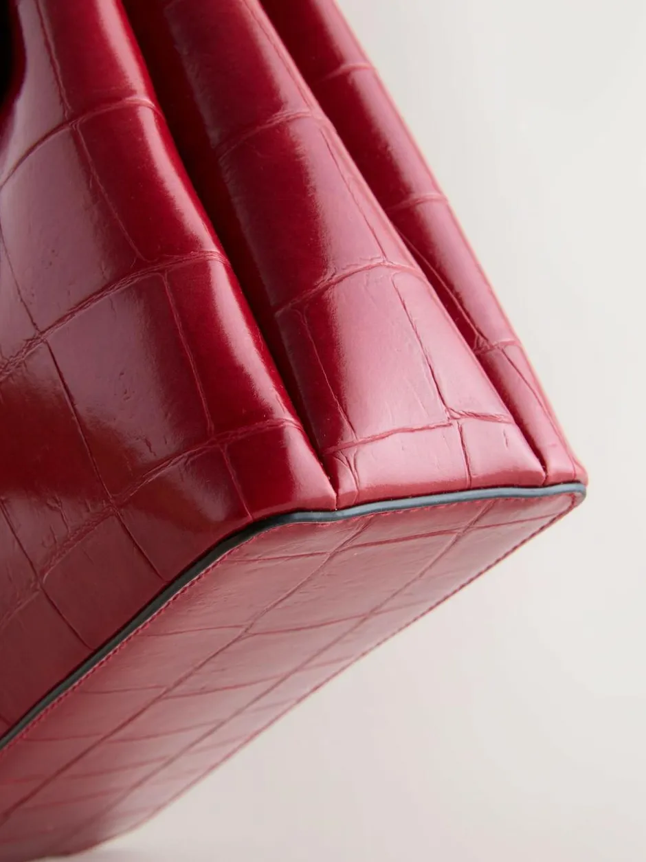 Next Croc Effect Hand Held Bag Red Online