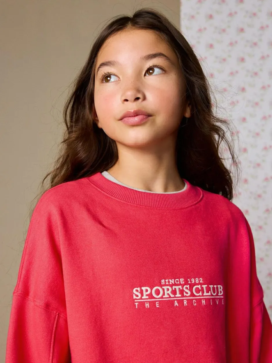 Next Sweatshirt (3-16yrs) Red Embroidered Detail Best