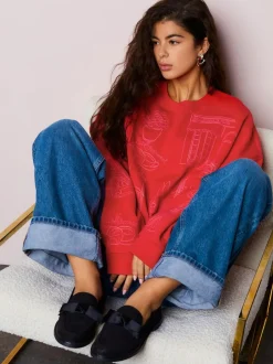 Next Red Embroidered Sweatshirt Hot