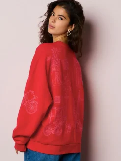 Next Red Embroidered Sweatshirt Hot