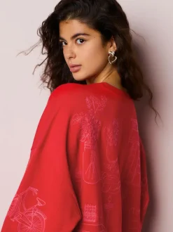Next Red Embroidered Sweatshirt Hot