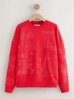Next Red Embroidered Sweatshirt Hot