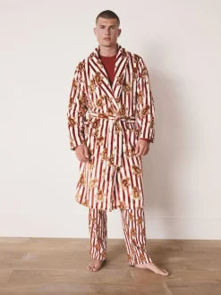 Next Red Gingerbread Matching Family Christmas Cosy Fleece Dressing Gown Sale