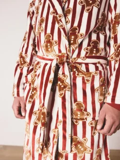 Next Red Gingerbread Matching Family Christmas Cosy Fleece Dressing Gown Sale
