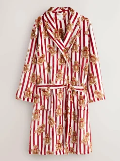 Next Red Gingerbread Matching Family Christmas Cosy Fleece Dressing Gown Sale