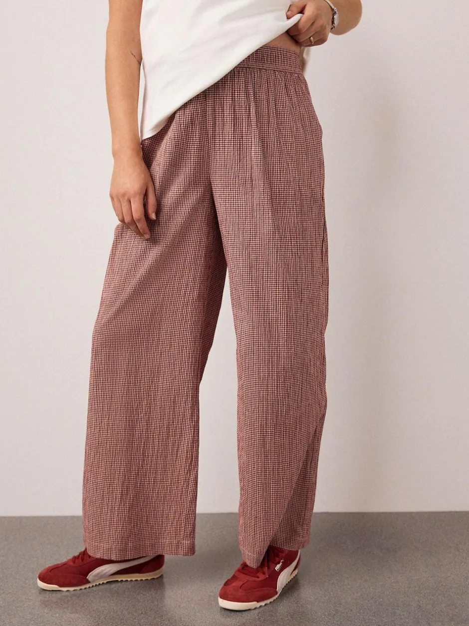 Next Red Gingham Maternity Wide Leg Trousers
