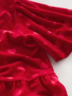 Next Heart Embossed Velour Jumpsuit (3-16yrs) Red Clearance