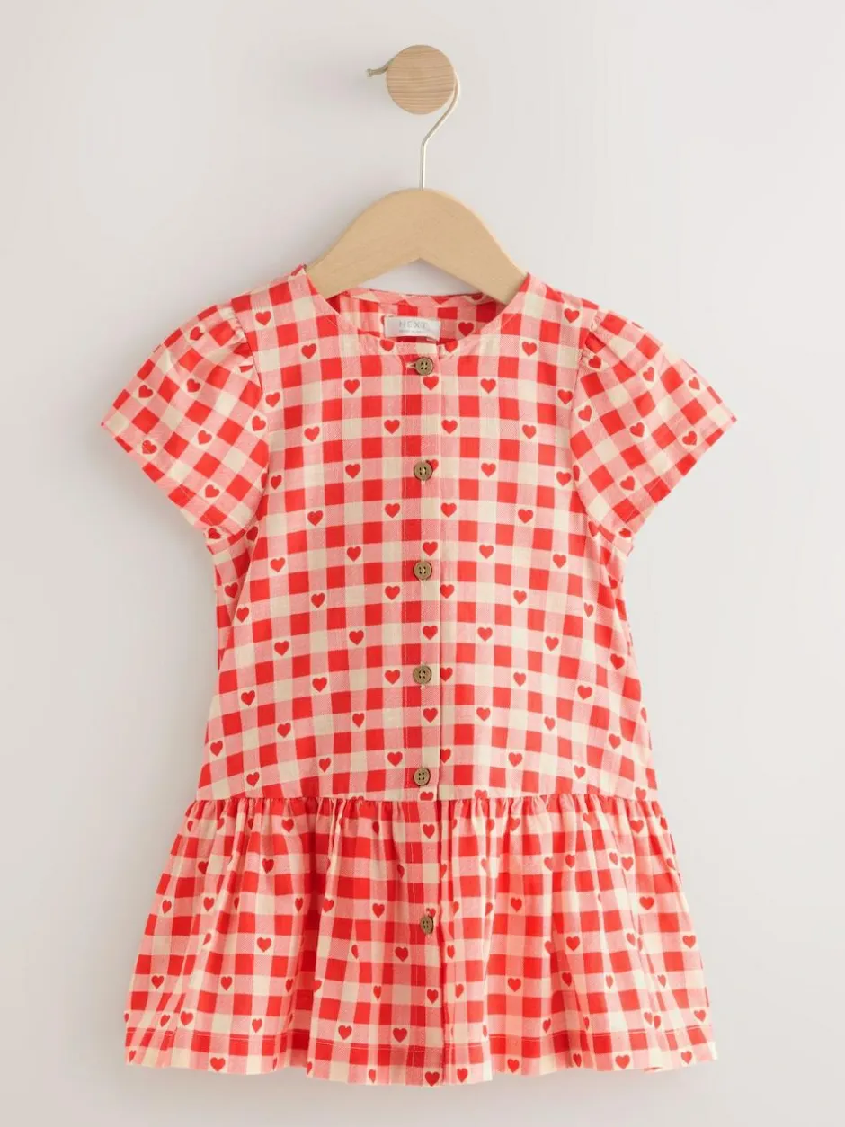 Next Short Sleeve Cotton Dress (3mths-8yrs) Red Heart Outlet