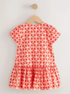 Next Short Sleeve Cotton Dress (3mths-8yrs) Red Heart Outlet