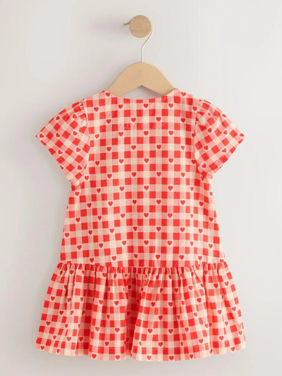 Next Short Sleeve Cotton Dress (3mths-8yrs) Red Heart Outlet