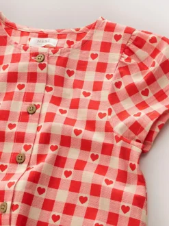 Next Short Sleeve Cotton Dress (3mths-8yrs) Red Heart Outlet