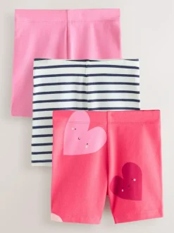 Next Red Hearts Cycle Shorts 3 Pack (3mths-7yrs) New