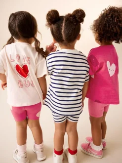 Next Red Hearts Cycle Shorts 3 Pack (3mths-7yrs) New