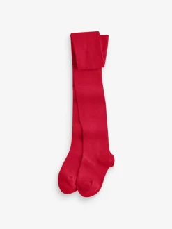 Next 3 Pack Cotton Rich Tights Red Navy Blue and Cream Clearance