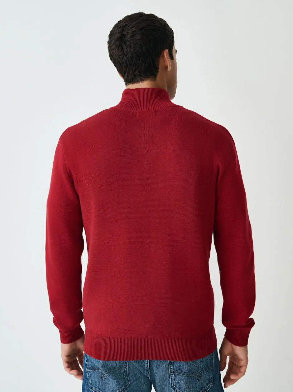 Next Red Plain N.Premium Regular Fit 100% Cotton Premium Quarter Zip Jumper Hot