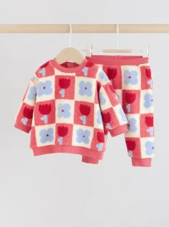 Next Baby Fleece Tops and Leggings Set 2 Piece (0mths-2yrs) Red/ Purple Check Best