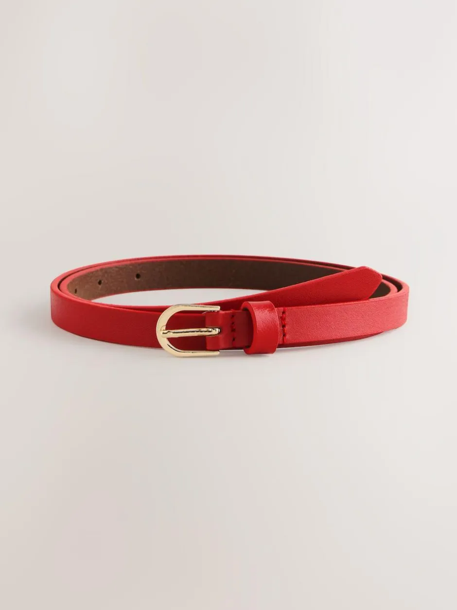 Next Red Skinny Leather Belt Online