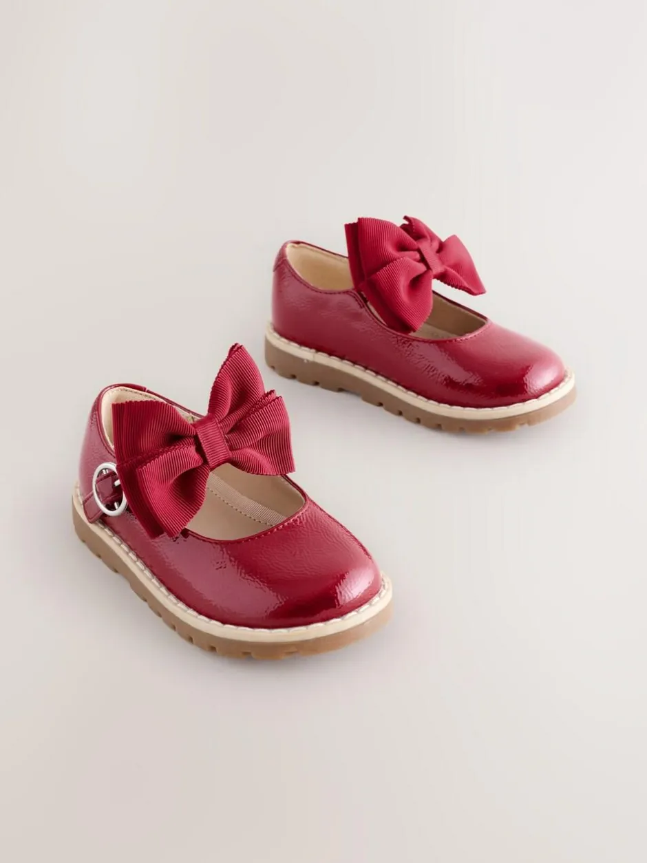 Next Standard Fit (F) Chunky Bow Mary Jane Shoes Red Hot