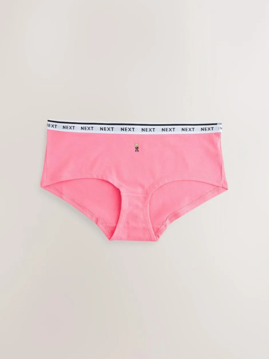 Next Short Cotton Logo Knickers 7 Pack Red Tablescape Print