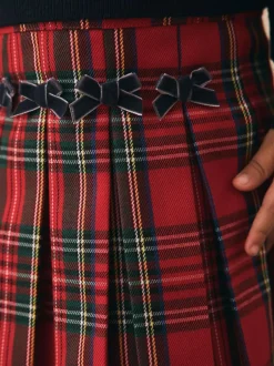 Next Red Tartan Bow Skirt with Navy Tights (3mths-7yrs) Clearance