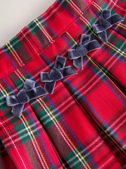 Next Red Tartan Bow Skirt with Navy Tights (3mths-7yrs) Clearance