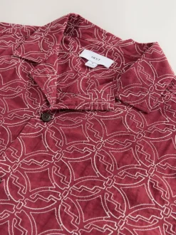 Next Textu Embroide Tile Short Sleeve Shirt Red Sale