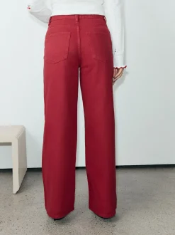 Next Red Wide Leg Jeans New
