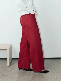 Next Red Wide Leg Jeans New