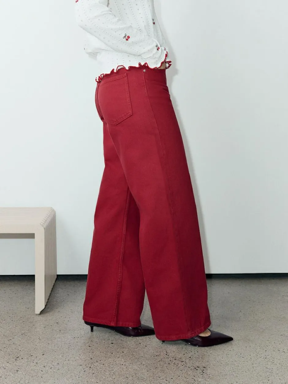 Next Red Wide Leg Jeans New