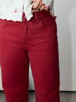 Next Red Wide Leg Jeans New