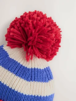 Next Ear-Cover Pom Beanie Hat (3mths-10yrs) Red/Blue Emergency Vehicles Outlet