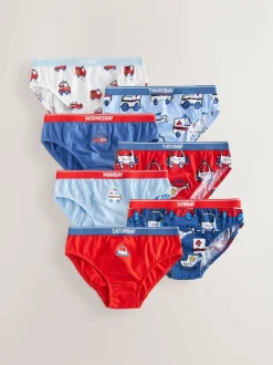 Next Cotton Briefs 7 Pack (1.5-10yrs) Red/Blue Emergency Vehicles