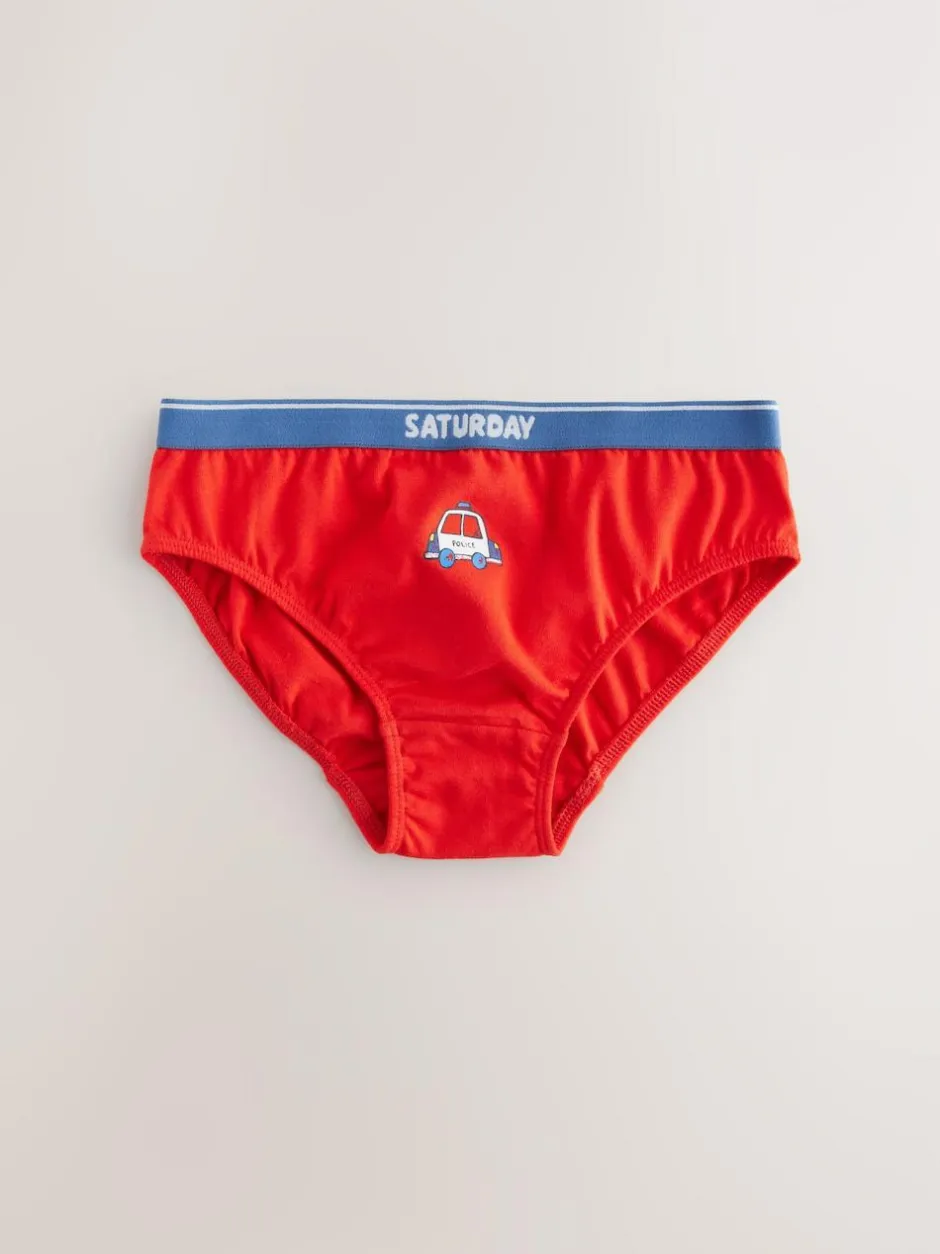Next Cotton Briefs 7 Pack (1.5-10yrs) Red/Blue Emergency Vehicles