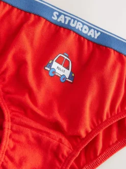Next Cotton Briefs 7 Pack (1.5-10yrs) Red/Blue Emergency Vehicles