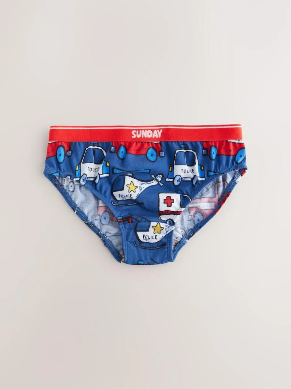 Next Cotton Briefs 7 Pack (1.5-10yrs) Red/Blue Emergency Vehicles