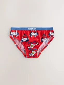 Next Cotton Briefs 7 Pack (1.5-10yrs) Red/Blue Emergency Vehicles