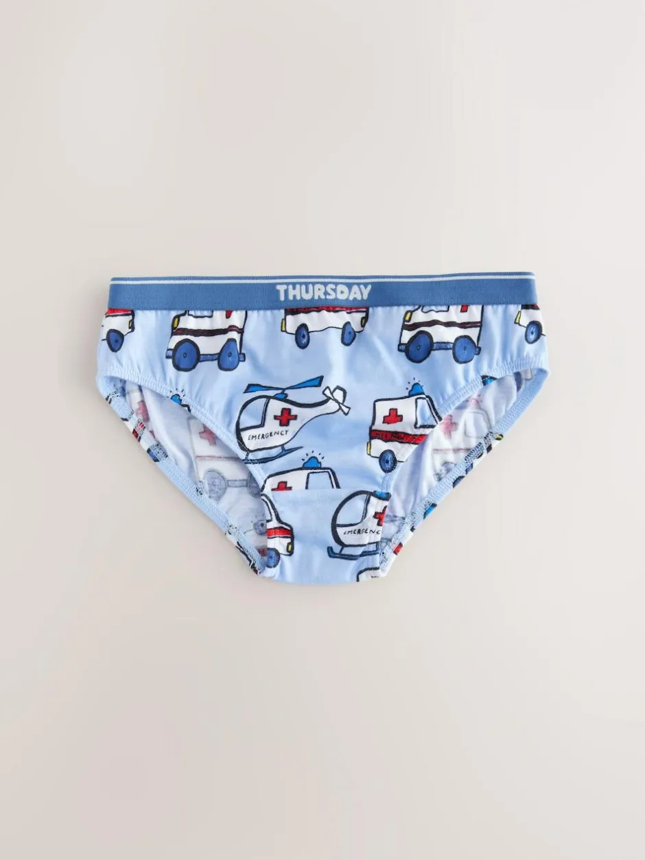 Next Cotton Briefs 7 Pack (1.5-10yrs) Red/Blue Emergency Vehicles