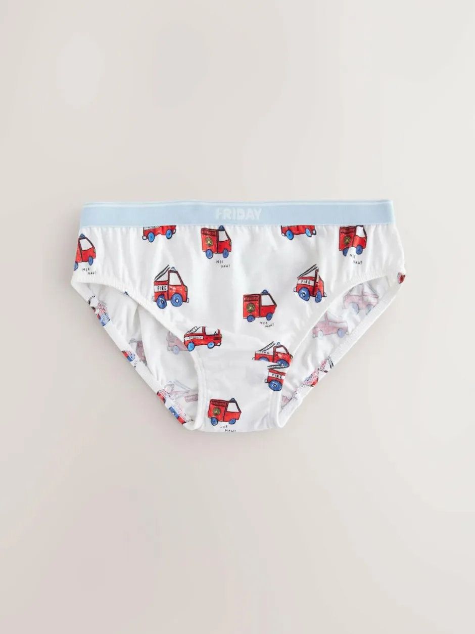 Next Cotton Briefs 7 Pack (1.5-10yrs) Red/Blue Emergency Vehicles